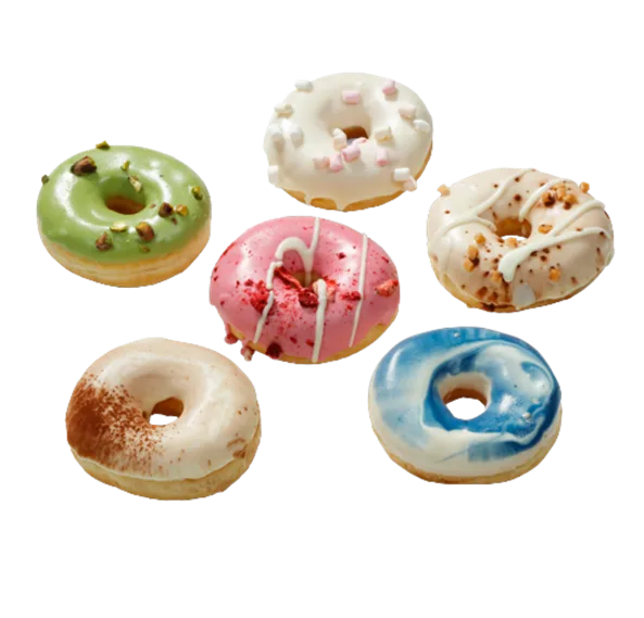Donuts in verschillende kleuren en smaken