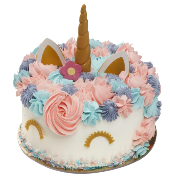 Eenhoorn kindertaart in pastelkleuren